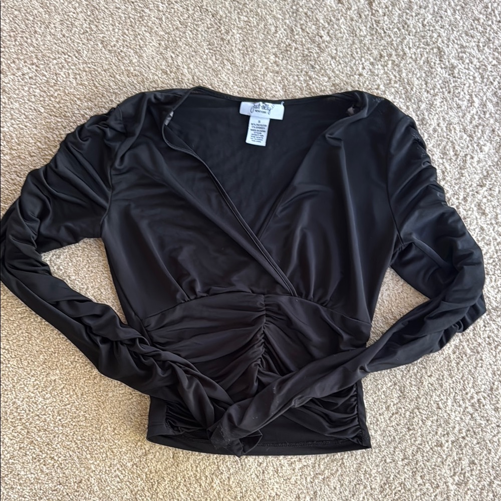 Elegant Black Ruched Women's Top